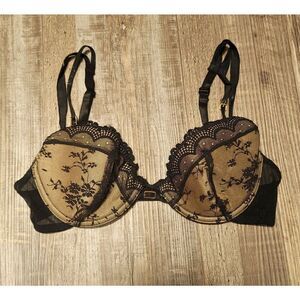 Victoria's Secret Women Bra 34B Black Dream Angels Lined Demi Lace Underwire